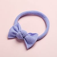 New Solid Color Super Soft And Seamless Nylon Baby Cute Bow Rubber Band Headband main image 4