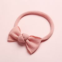 New Solid Color Super Soft And Seamless Nylon Baby Cute Bow Rubber Band Headband main image 5