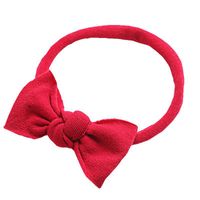 New Solid Color Super Soft And Seamless Nylon Baby Cute Bow Rubber Band Headband main image 6