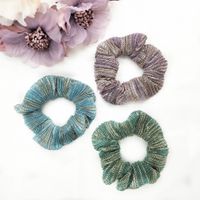 Solid Color Gold Wire Pleated Hair Scrunchies Fashion Wrinkled Wave Fabric main image 2