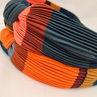 New Middle Knot Pleated Wide Contrast Color Fabric Headband main image 5