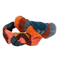 New Middle Knot Pleated Wide Contrast Color Fabric Headband main image 6