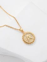 Fashion Copper Plated 18k Gold Letters A Double Sided Pendant Necklace Wholesale main image 6