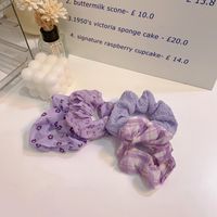Fashion Flower Purple Plaid Retro Hair Rope Solid Color Hair Accessories main image 3
