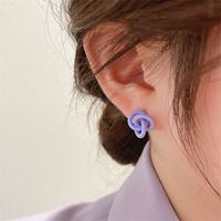 Simple Periwinkle Flower Blue Earrings Fashion Solid Color Alloy Stud Earrings main image 3