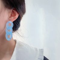 Boucles D&#39;oreilles Bleues À La Mode Fleurs Boucles D&#39;oreilles Géométriques Boucles D&#39;oreilles Simples En Alliage main image 3