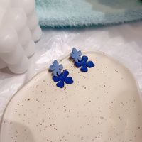 Fashion Blue Earrings Flowers Geometric Earrings Simple Alloy Stud Earrings main image 5