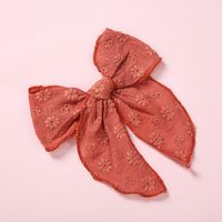 Fashion Hollow Embroidered Children's Hairpin Big Bow Hair Clip Wholesale sku image 2