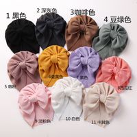 New Autumn And Winter Pit Strip Children's Hat Double-layer Bow Baby Cap sku image 12