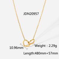 Simple 18k Gold Stainless Steel Double Heart Ring Necklace Wholesale sku image 1