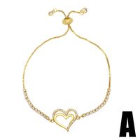 Trendy Retro Zircon Heart Bracelet Design Letter Love Copper Bracelet sku image 2