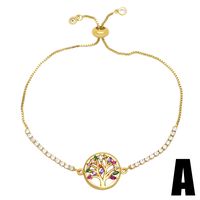 Fashion Color Zircon Star Smiley Tree Of Life Letter Love Copper Bracelet sku image 1
