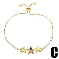 Fashion Color Zircon Star Smiley Tree Of Life Letter Love Copper Bracelet sku image 3