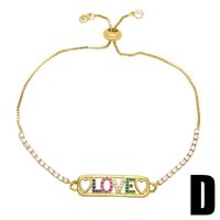 Fashion Color Zircon Star Smiley Tree Of Life Letter Love Copper Bracelet sku image 4