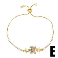 Fashion Color Zircon Star Smiley Tree Of Life Letter Love Copper Bracelet sku image 5