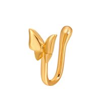 U-shaped Rabbit Spider Butterfly Copper Inlaid Zircon Nose Ring Piercing-free Jewelry sku image 1