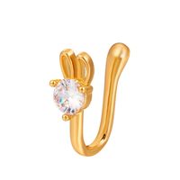 U-shaped Rabbit Spider Butterfly Copper Inlaid Zircon Nose Ring Piercing-free Jewelry sku image 9