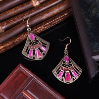 Fashion Fan-shaped Inlaid Beads Protein Diamond Alloy Earrings sku image 7