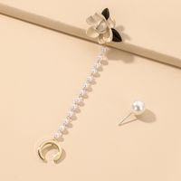 Fashion Flower Leaves Pearl Tassel Earrings Simple Alloy Drop Earrings sku image 2