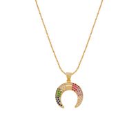 Fashion Star Crescent Square Brand Copper Zircon Necklace Wholesale sku image 1