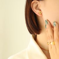 Simple Titanium Steel Gold-plated Screw Earrings Wholesale sku image 2