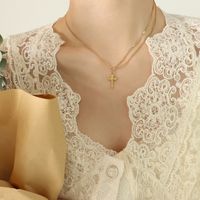Simple Cross Bracelet Necklace Titanium Steel Plated 18k Gold Jewelry sku image 4
