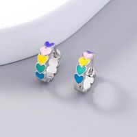 Fashion Color Heart Ear Buckle Enamel Porcelain Drop Oil Copper Earrings sku image 1