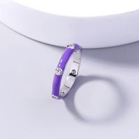 Bague En Cuivre En Porcelaine Émaillée De Zircon Arc-en-ciel Coloré Pour Femme Simple sku image 1