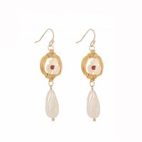 Fashion Pearl Long Earrings Simple Flower Drop Alloy Earrings sku image 1