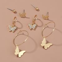 Pendientes De Aleación Simple De Mariposa De Diamantes De Joyería De Moda sku image 1