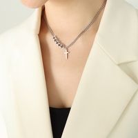 Simple Fine Hollow Chain Cross Necklace Clavicle Chain Titanium Steel Necklace sku image 1
