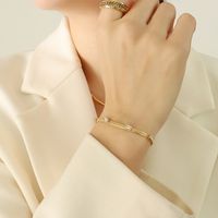Fashion Green Zircon Simple Geometric Titanium Steel 18k Bracelet Necklace sku image 2