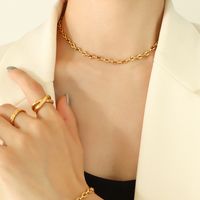 Fashion Simple Geometric Titanium Steel 18k Necklace Bracelet sku image 6