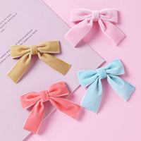 Soft And Seamless Korean Velvet Bow Baby Children's Multicolor Hairpin sku image 15