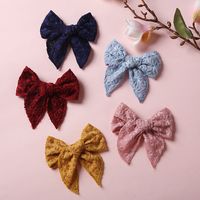 Children's Hairpin Embroidery Girl Bow Hairpin Cotton Linen Clip sku image 6