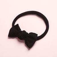New Solid Color Super Soft And Seamless Nylon Baby Cute Bow Rubber Band Headband sku image 1