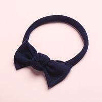 New Solid Color Super Soft And Seamless Nylon Baby Cute Bow Rubber Band Headband sku image 2