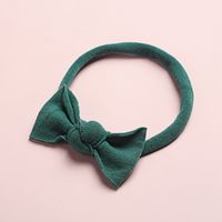 New Solid Color Super Soft And Seamless Nylon Baby Cute Bow Rubber Band Headband sku image 4