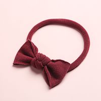 New Solid Color Super Soft And Seamless Nylon Baby Cute Bow Rubber Band Headband sku image 5