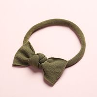 New Solid Color Super Soft And Seamless Nylon Baby Cute Bow Rubber Band Headband sku image 6