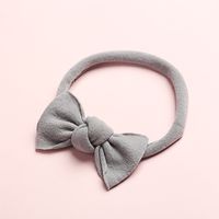 New Solid Color Super Soft And Seamless Nylon Baby Cute Bow Rubber Band Headband sku image 7