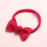New Solid Color Super Soft And Seamless Nylon Baby Cute Bow Rubber Band Headband sku image 8