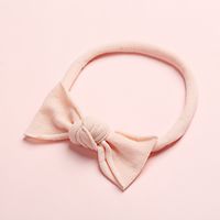 New Solid Color Super Soft And Seamless Nylon Baby Cute Bow Rubber Band Headband sku image 9