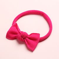 New Solid Color Super Soft And Seamless Nylon Baby Cute Bow Rubber Band Headband sku image 10