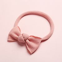 New Solid Color Super Soft And Seamless Nylon Baby Cute Bow Rubber Band Headband sku image 13