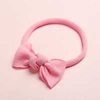New Solid Color Super Soft And Seamless Nylon Baby Cute Bow Rubber Band Headband sku image 14
