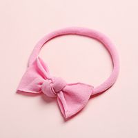 New Solid Color Super Soft And Seamless Nylon Baby Cute Bow Rubber Band Headband sku image 15