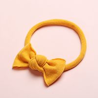 New Solid Color Super Soft And Seamless Nylon Baby Cute Bow Rubber Band Headband sku image 17