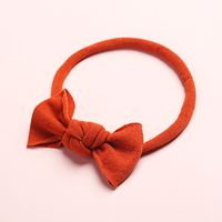 New Solid Color Super Soft And Seamless Nylon Baby Cute Bow Rubber Band Headband sku image 18