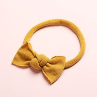 New Solid Color Super Soft And Seamless Nylon Baby Cute Bow Rubber Band Headband sku image 19
